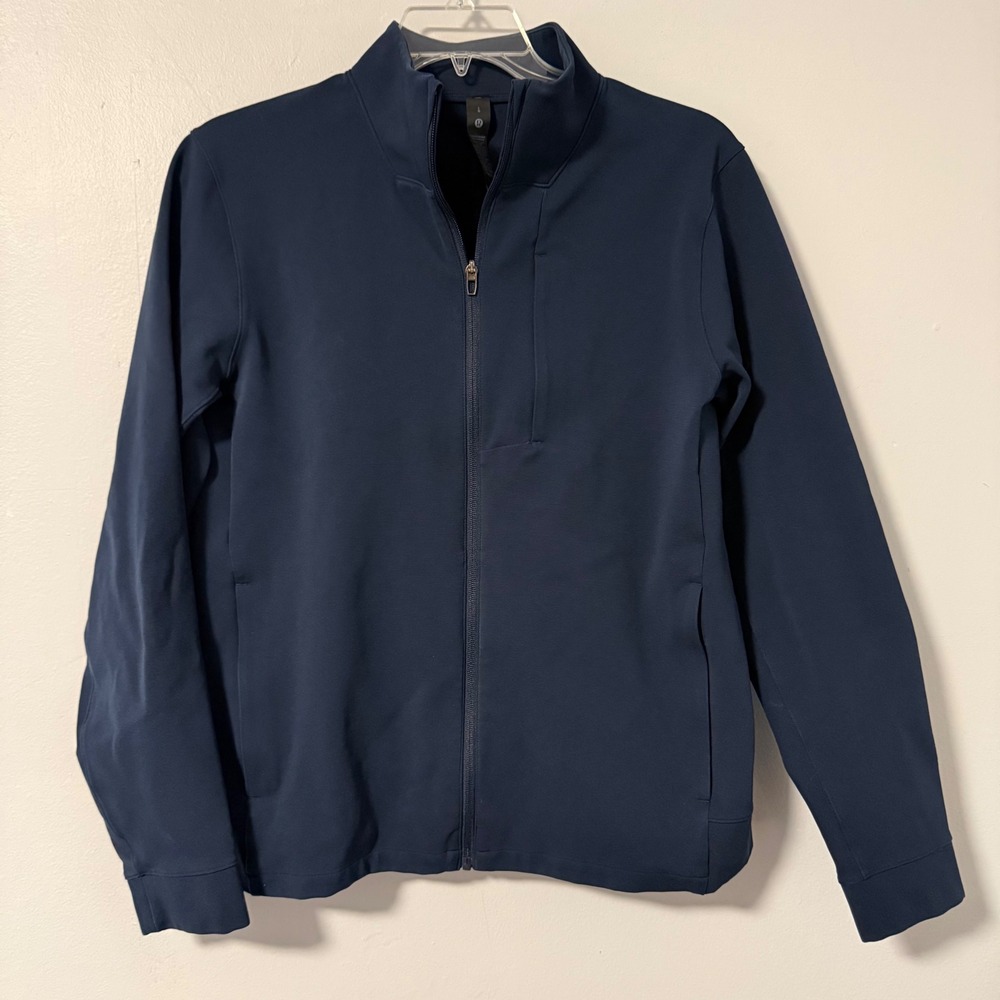 Lululemon Sojourn Jacket Mens Large Navy Blue Full Zip Mock Neck LM3CZOS